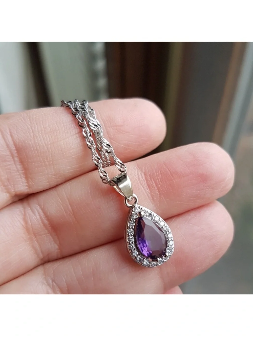 Swarovski Elements Amethyst Purple 925 Sterling Silver Teardrop Earrings NEW